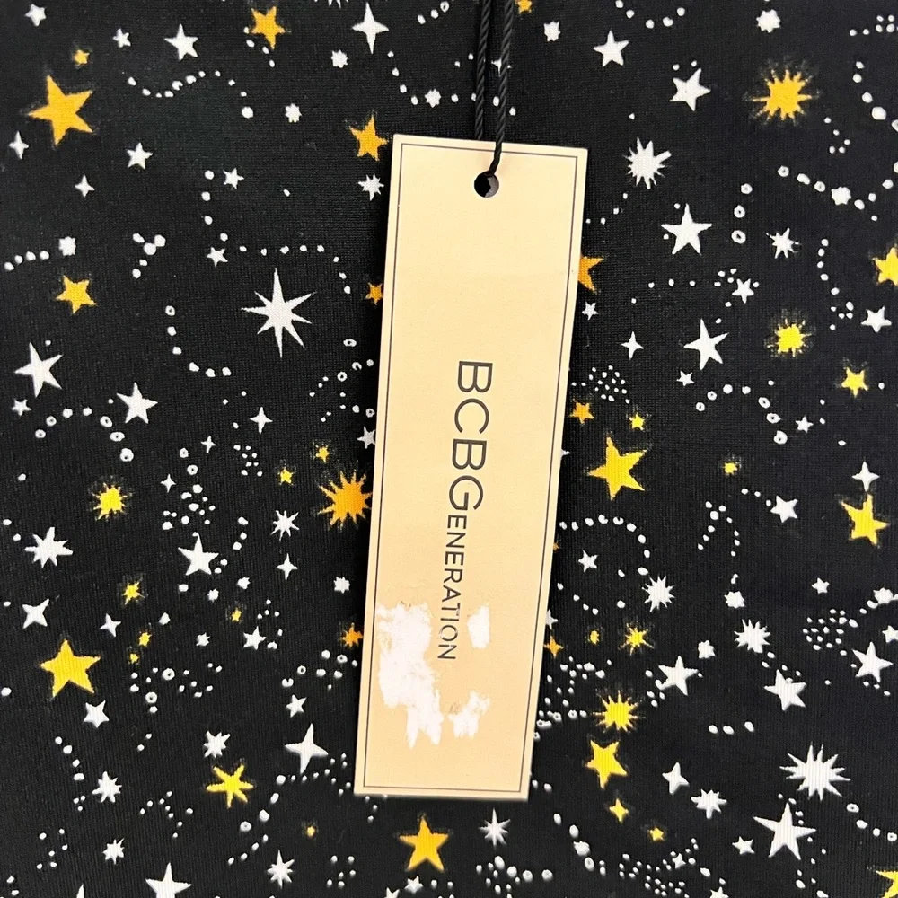 NWT BCBG Generation Fitted Star Celestial Bodysuit with Velvet Straps - Picture 11 of 11